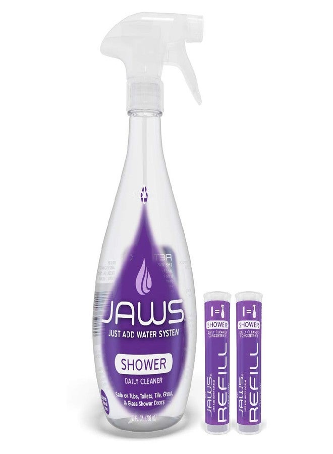 JAWS Cleaner Shower Cleaner Bottle with 2 Refill Pods. Refillable Cleaning Supplies. - Image 1